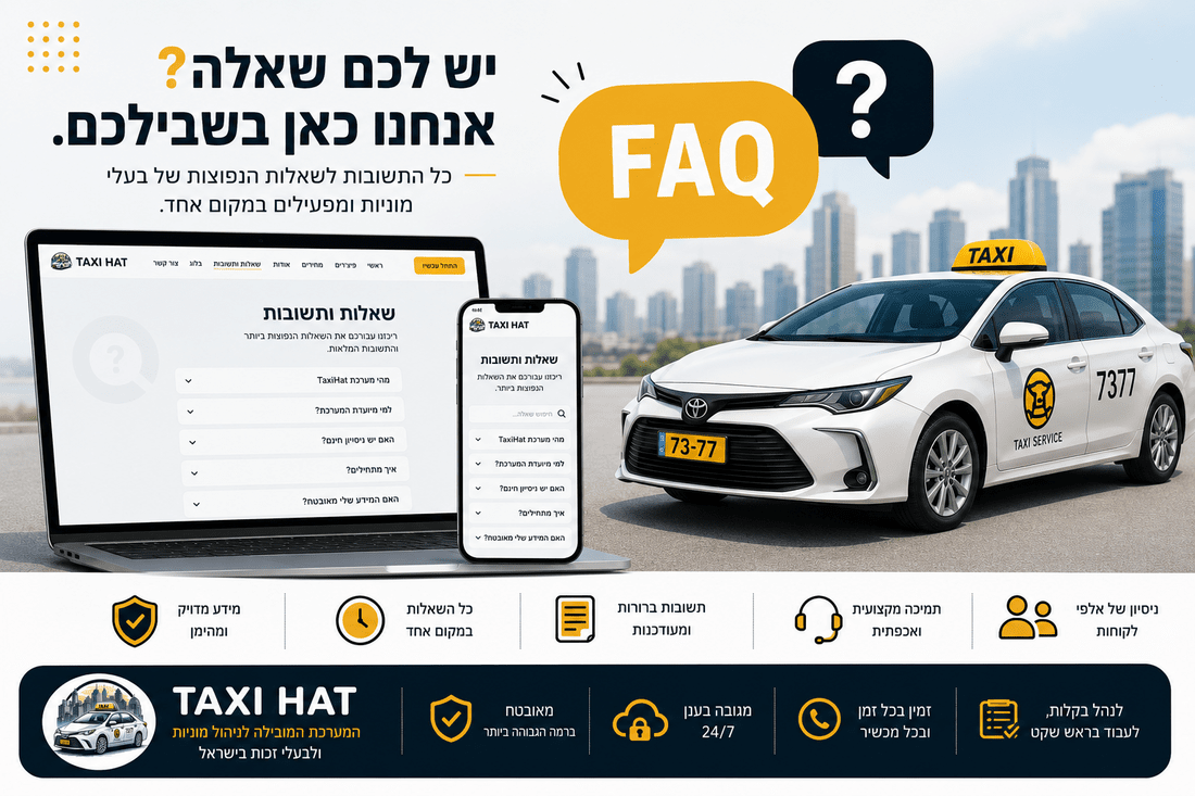 שירות הלקוחות של TaxiHat — כאן לענות על כל שאלה לבעלי מספרי זכות ותחנות מוניות